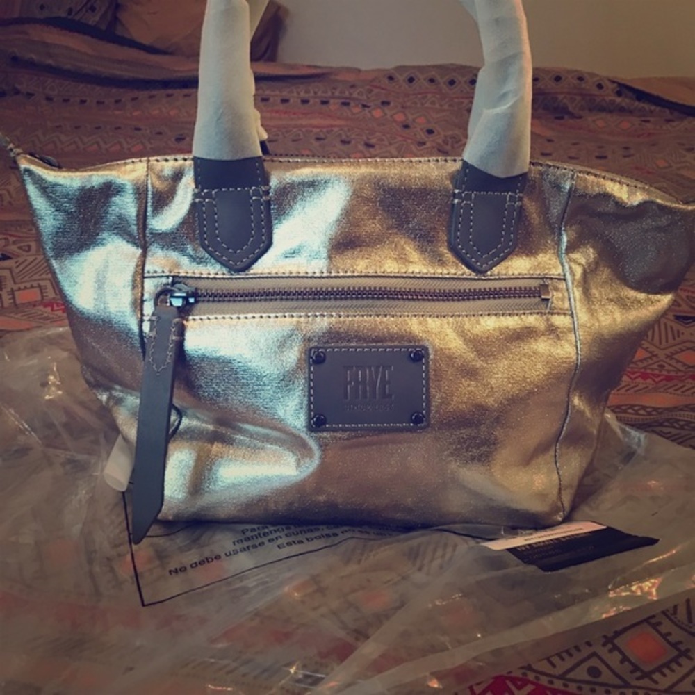 NWT FRYE Small Metallic Satchel Bag